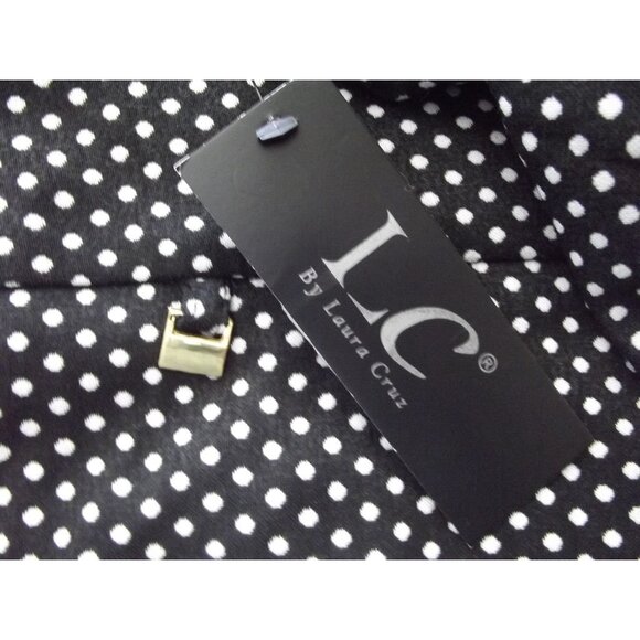 LC Laura Cruz Capri Pants Womens Size 22 black white polkadot Pull On high rise - Picture 2 of 7